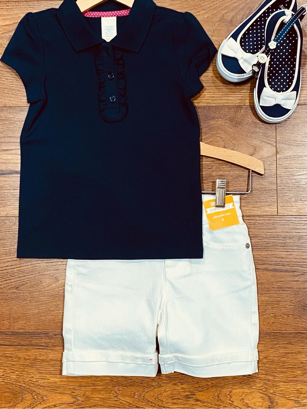 Gymboree Girls Navy Polo Top with Ruffle Placket